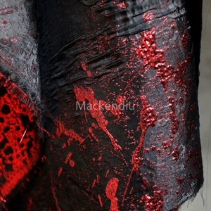 Shiny Black Red 3D Jacquard Fabric, Textured Fabric, Dress Fabric, Coat Fabric, Designer Fabric, 1/2 Yard Samples available