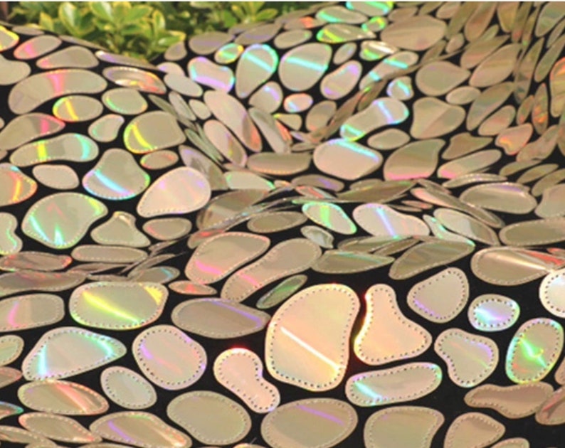 Spegelfärgat silverpaljetttyg: 2-vägs stretchigt broderi med glitter, geometrisk metallic bild 5