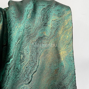 Tejido Jacquard Dorado Verde: Tejido de Diseño de Poliéster Texturizado