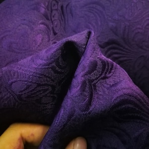 Purple Butterfly Jacquard Fabric: Relief Style, Cotton & Polyester Blend