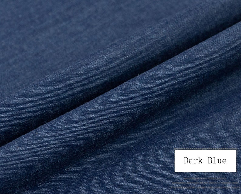 Light Weight Blue Denim Fabric, Washed Denim, Solid Color Fabric, Cotton Denim, Pants Shirt Apparel Fabric, By The Half Yard image 6
