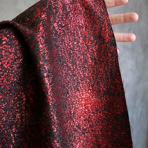 Dark Red Jacquard Fabric: 3D Bubble Pleats - Dressmaking Material