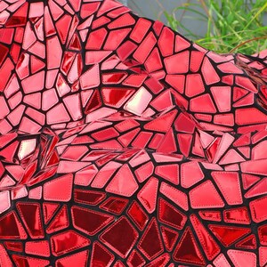 Spegelfärgat silverpaljetttyg: 2-vägs stretchigt broderi med glitter, geometrisk metallic bild 9
