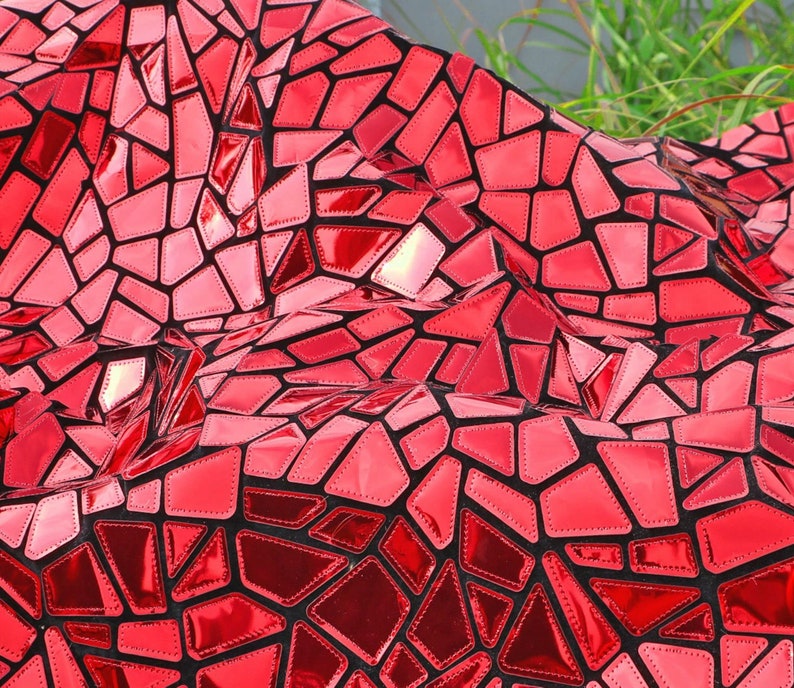 Spegelfärgat silverpaljetttyg: 2-vägs stretchigt broderi med glitter, geometrisk metallic bild 9