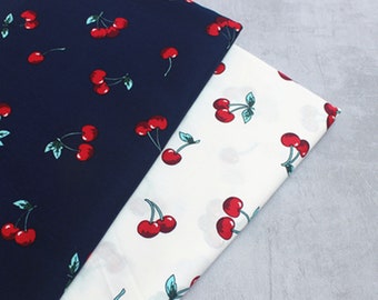 100% Cotton Fabric, Cherry pattern, Cotton printed poplin fabric, Printed Fabric, Dress fabric 1/2 Yard