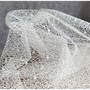 White texture large mesh mesh fabric, graduation design fabric, wedding dress fabric, designer fabric, textured hard mesh by the half yard