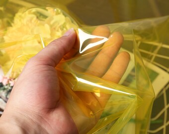 Yellow Transparent TPU Fabric: Soft Clear Vinyl, 48" Wide (Half Yard)