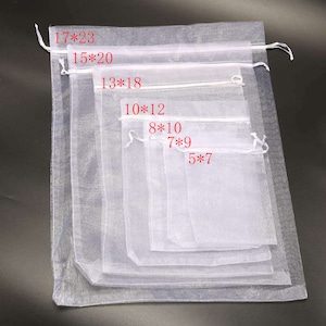 100 sacchetti regalo in organza bianchi di grandi dimensioni per gioielli da sposa, 5*7 7*9