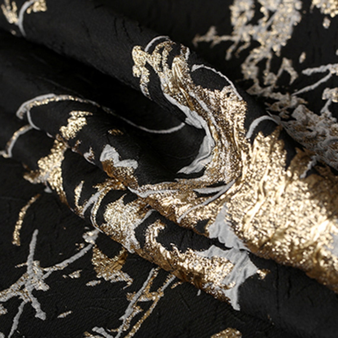 Jacquard fabric fashion fabric black gold jacquard 20 autumn | Etsy