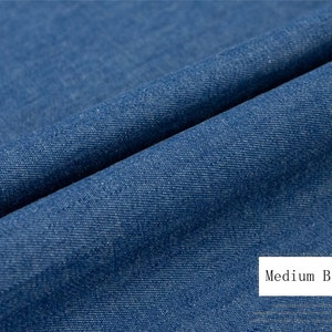 Light Weight Blue Denim Fabric, Washed Denim, Solid Color Fabric, Cotton Denim, Pants Shirt Apparel Fabric, By The Half Yard image 5