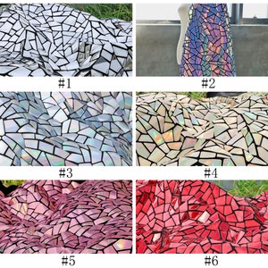 Spegelfärgat silverpaljetttyg: 2-vägs stretchigt broderi med glitter, geometrisk metallic bild 3