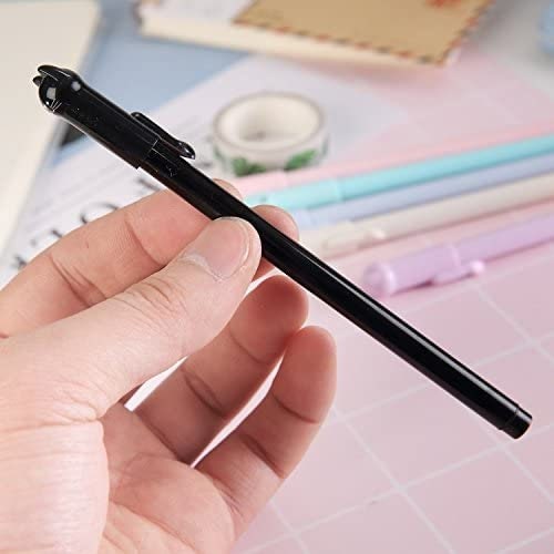 Wabjtam 12 Pieces Cute Cat Pen 0.5 Mm Gel Kawaii Pens Black Ball