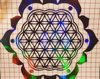 Flower of life with petals vinyl decal