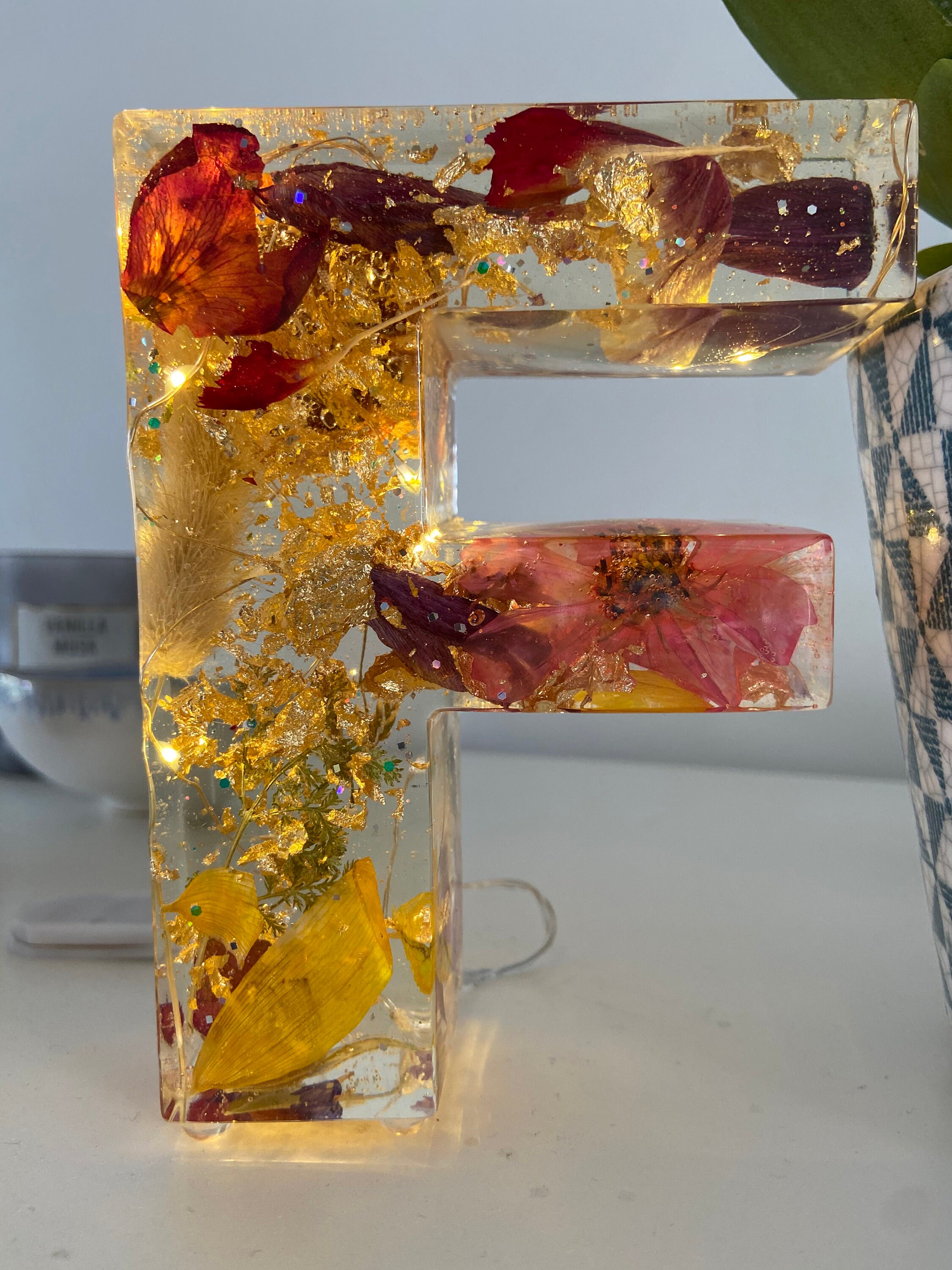 Handmade Giant Resin Letter Decor Flower Preservation Etsy
