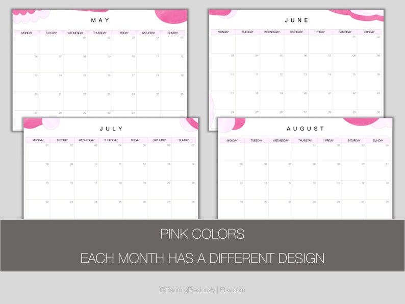 Calendar 2024 A4 & Letter Size 2024 Overview Monthly and Etsy