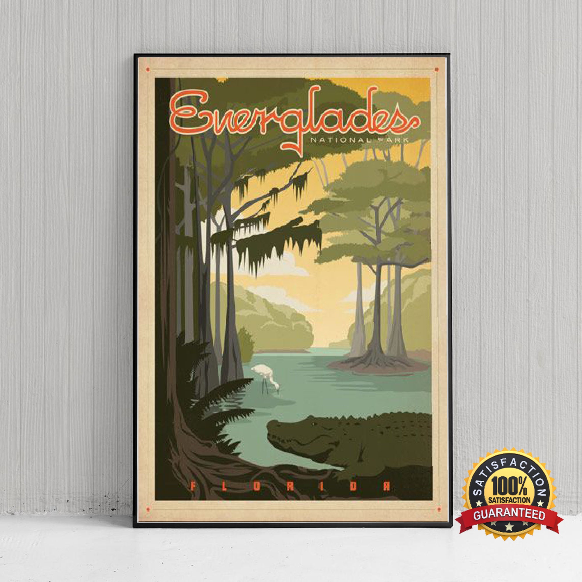 Vintage Everglades National Park Poster Retro Travel Poster Etsy