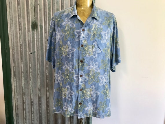 Vintage Tommy Bahama - Floral Shirt Palms - Large 海外 即決-