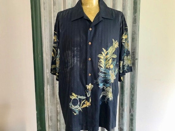 【KOSUKE 】 Bahama SILK shirts 90s Hawaiian Shirt: 90s -Tommy Bahama- Mens light sage green