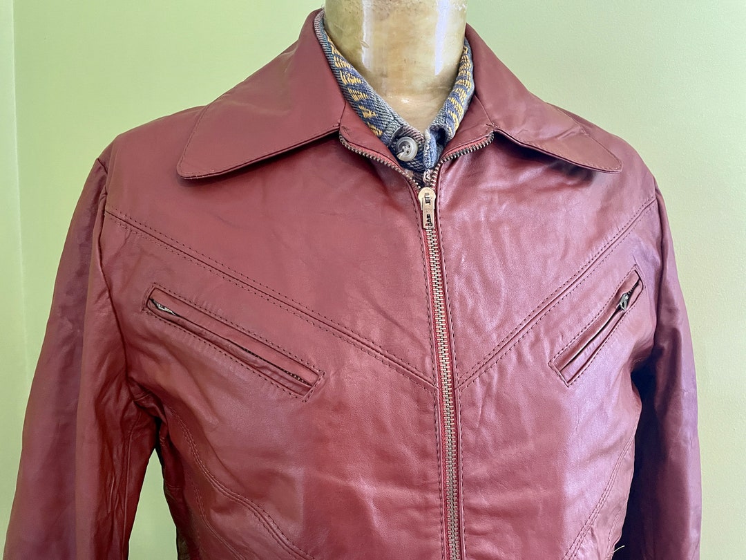 1970's Vintage Brown Leather Jacket Retro Made in Brazil Etsy