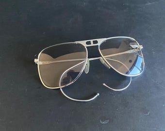 Vintage Glasses Frames Prescription Silver Teardrop - OOAK