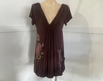 brown ed hardy dress Ed Hardy Tiger Print Sheer Mini Dress