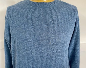 1990's Vintage Pendleton Wool Knit Jumper Pullover Blue Sz M - OOAK