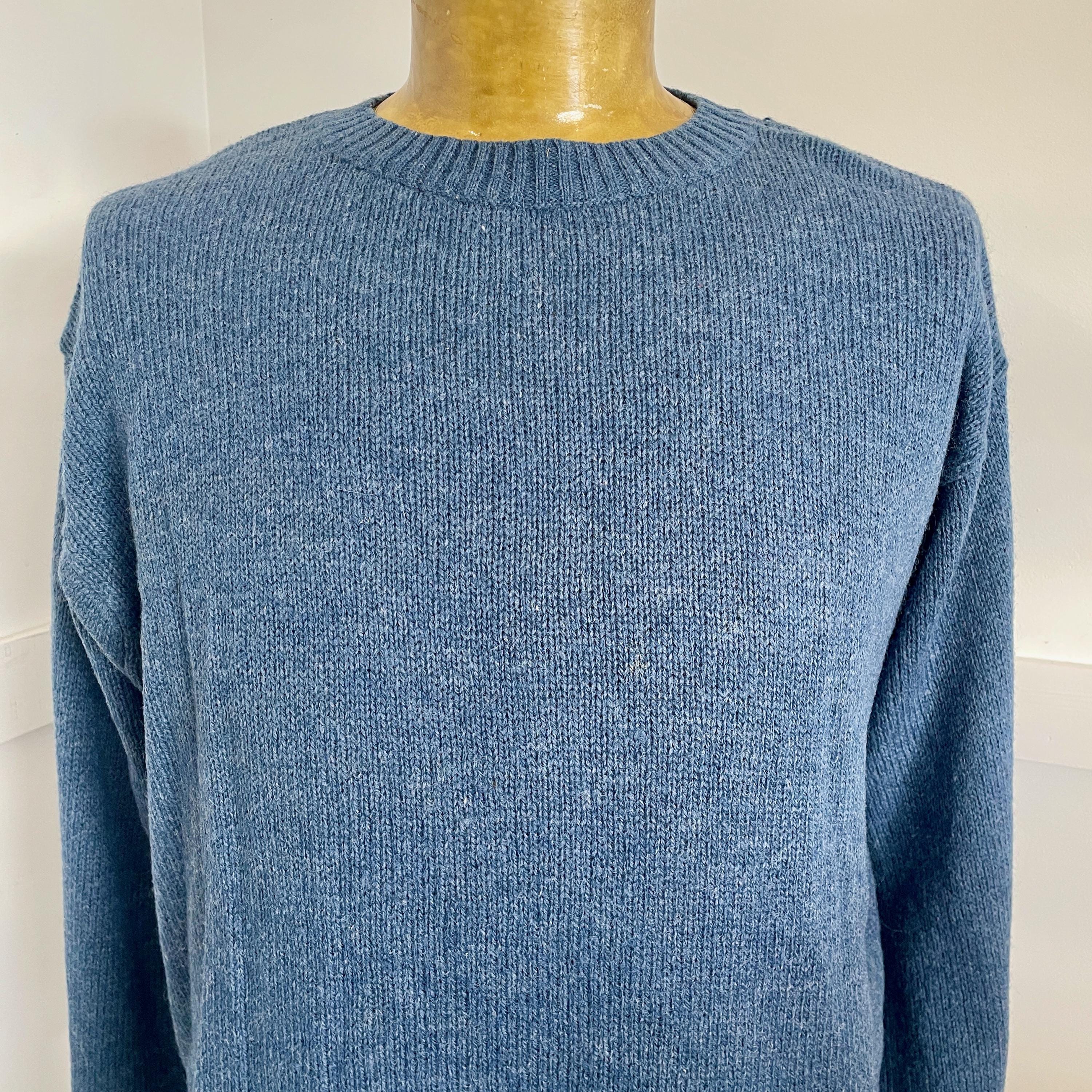 1990's Vintage Pendleton Wool Knit Jumper Pullover Blue Sz M - OOAK