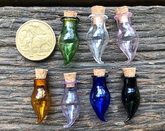 Set of 7 Droplet Mini Glass Bottles 2ml