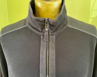 1990's Vintage Tommy Bahama Grey Cotton Jumper Pullover Zip Sz L - OOAK