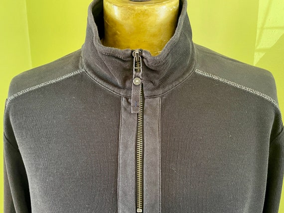 Tommy Bahama, 1990's Vintage Tommy Bahama Grey Cotton Jumper Pullover Zip Sz L - OOAK