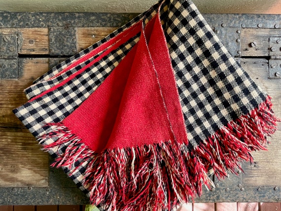 1970 s Vintage Wool Blanket Onkaparinga Made in Australia Red Black Reversible Check OOAK Etsy Australia
