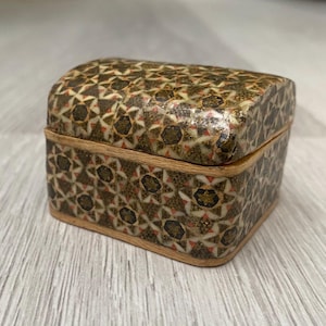 Vintage Small Khatam Persian Marquetry Handmade Trinket Box - OOAK
