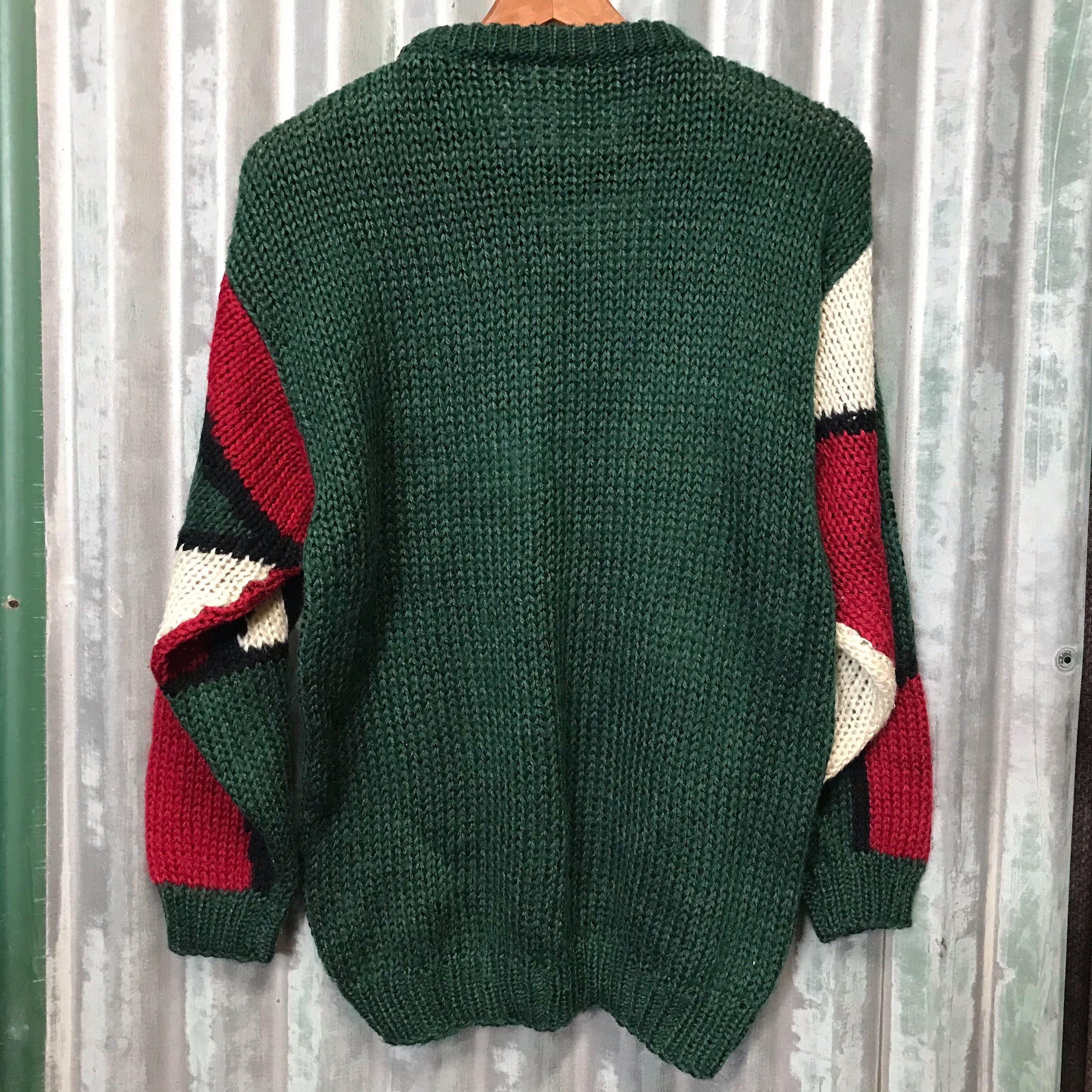 Vintage Wool Jumper Green Red White Sz S OOAK | Etsy