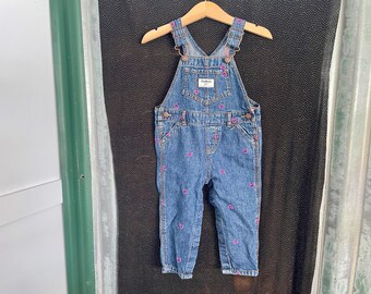 Peto largo de mezclilla azul vintage Oshkosh de los años 90 para niño, talla 18 meses - Pieza única