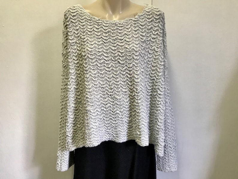 Free People Cropped Cotton Jumper – Pale Blue Slouch Knit, Size L image 1