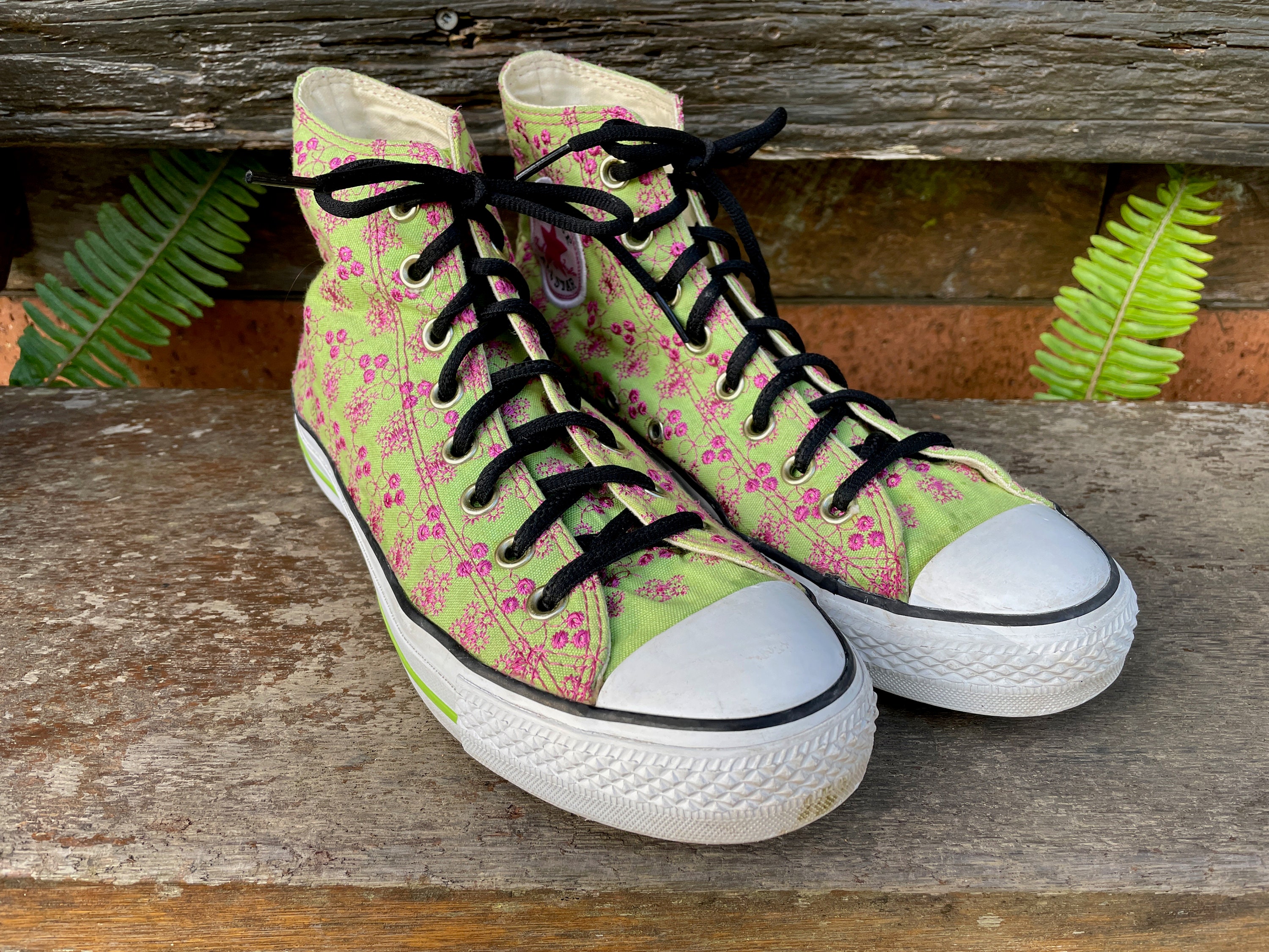 Pink and Green Chuck Taylors - Etsy