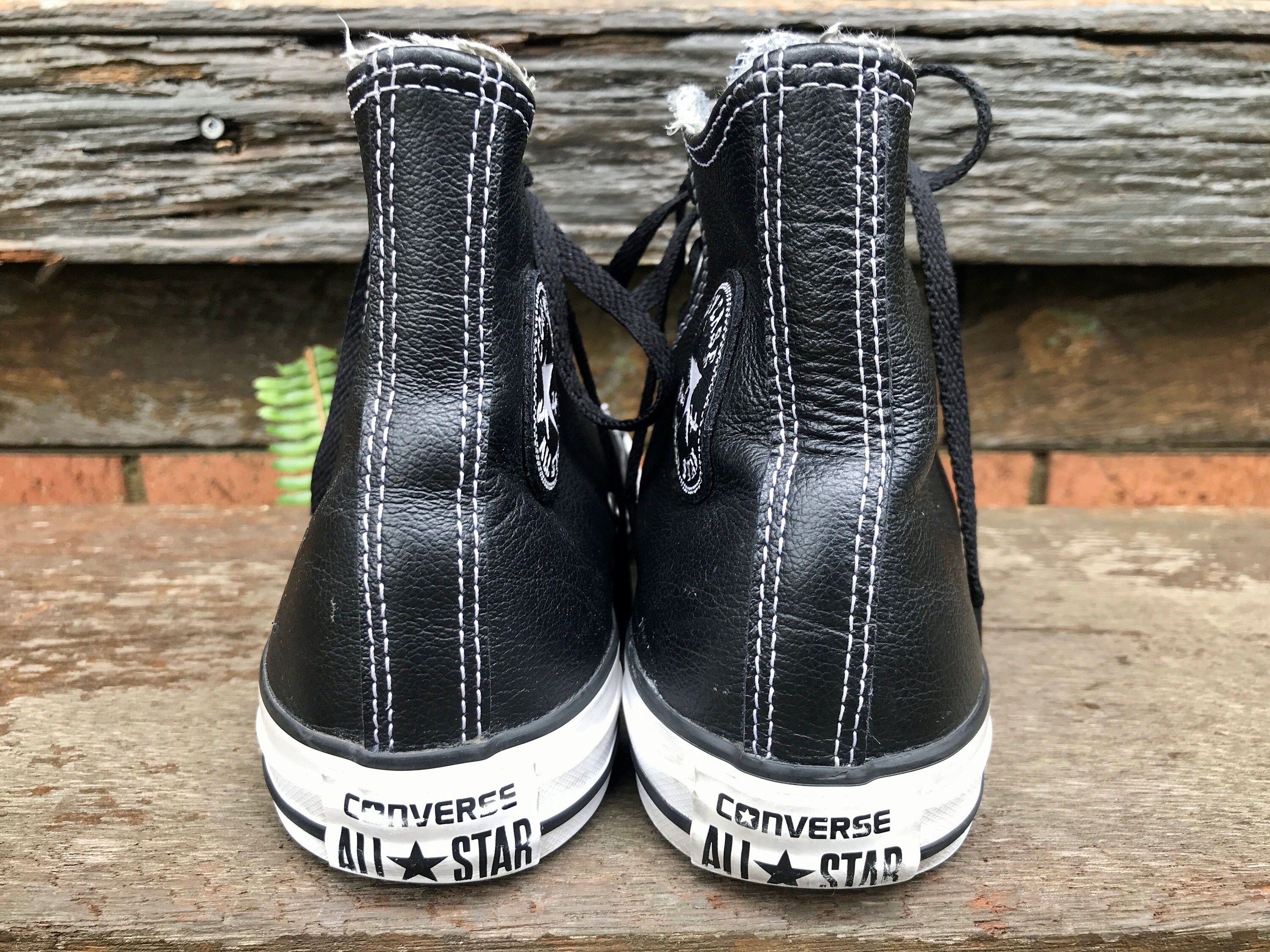 Black Leather Converse High Top All Stars Sz 6 Women's Etsy