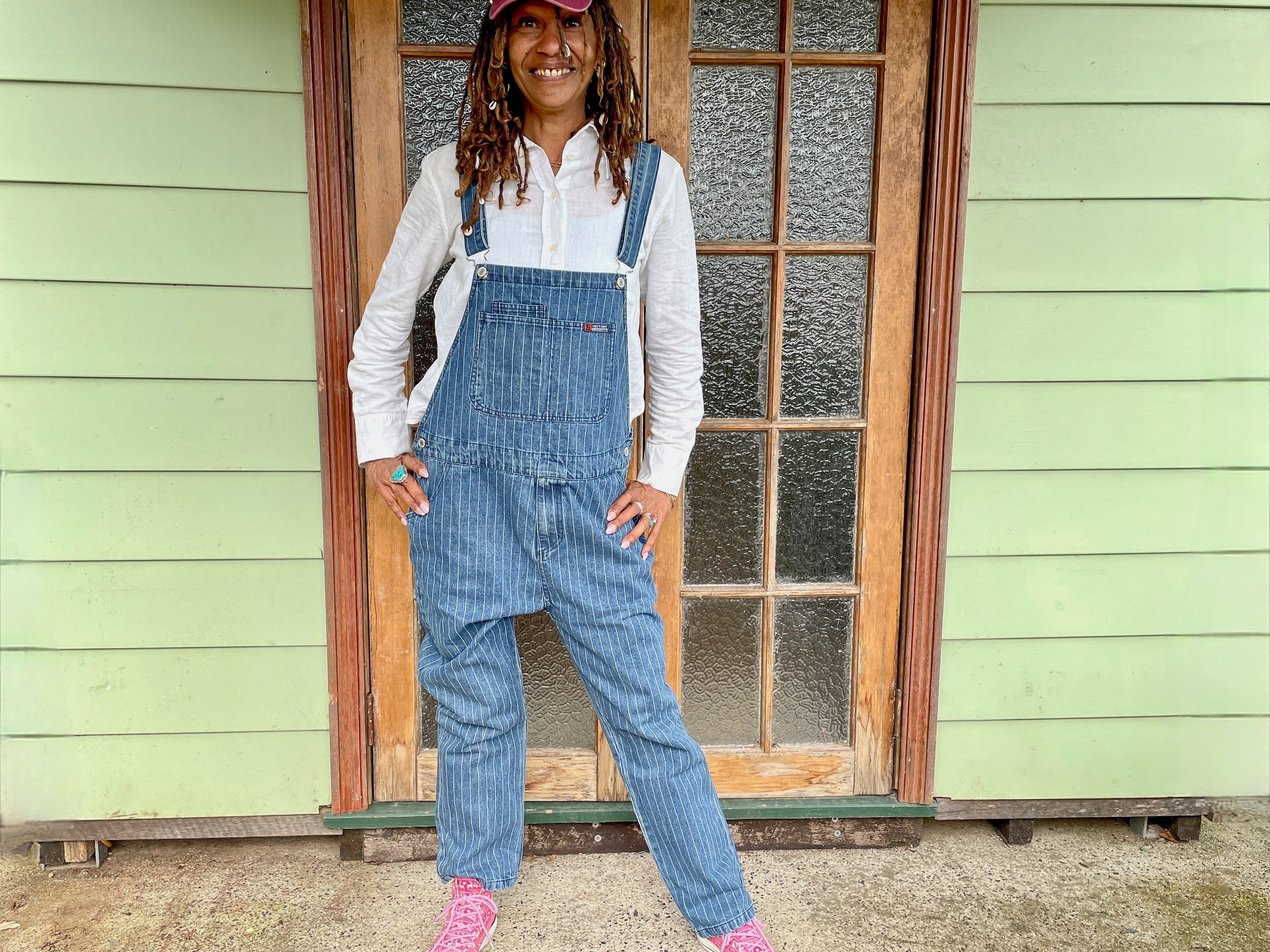 a*o様 30s vintage denim overall 片ポケ ミントコン Vintage Overalls Blue Denim Pinstripe Sz M - OOAK - Etsy