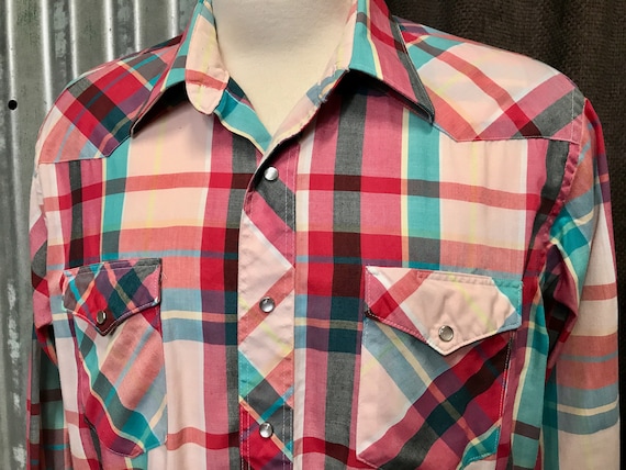 1980's Vintage Wrangler Western Shirt Pink White Check L/S - Etsy