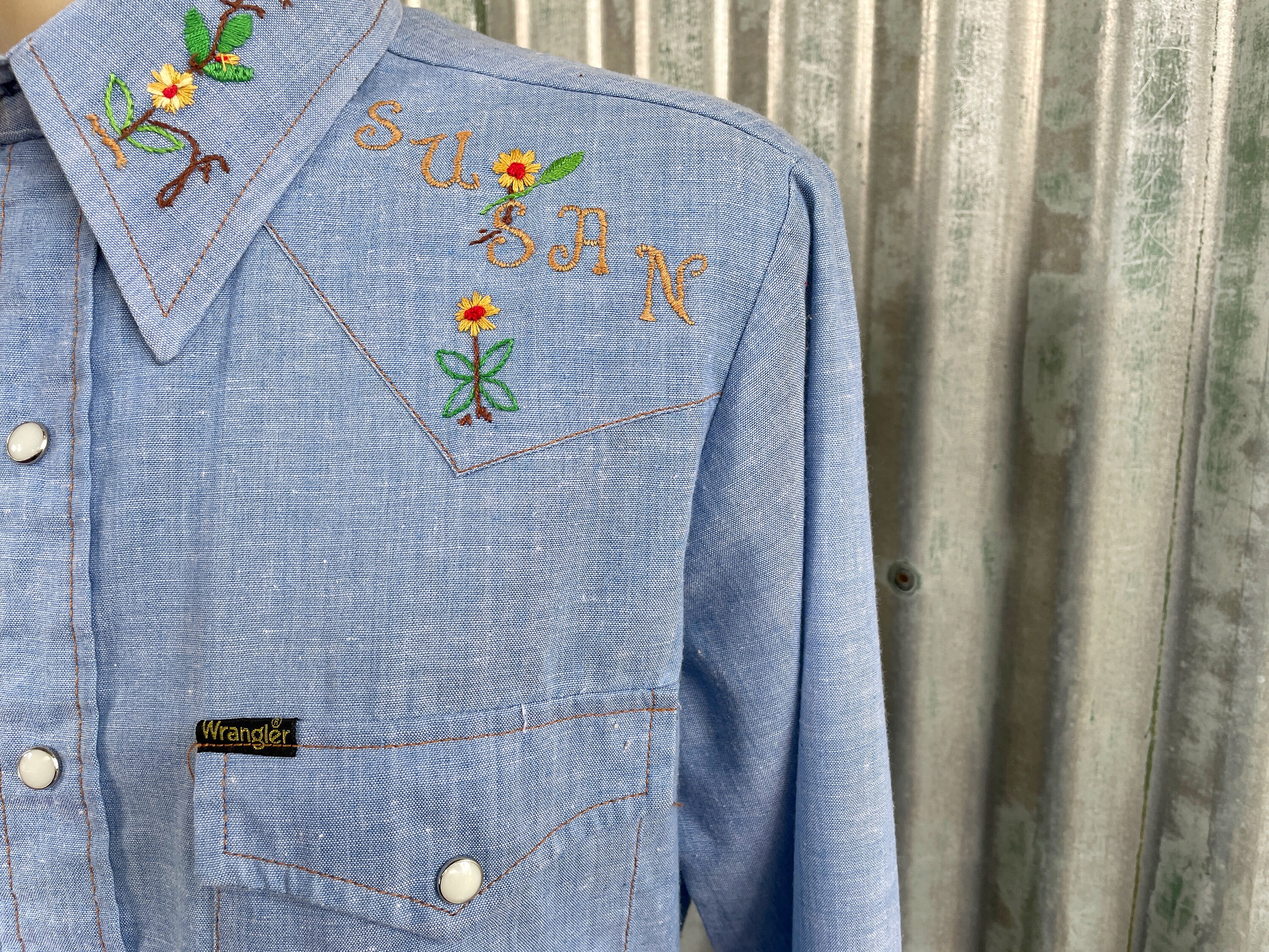 1970年代ヴィンテージ ラングラー 刺繍入りウエスタンシャツ 