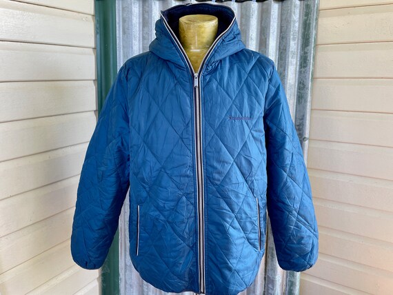 1990 s Vintage Converse Bomber Jacket Blue Quilted Hood Sz L OOAK Etsy UK