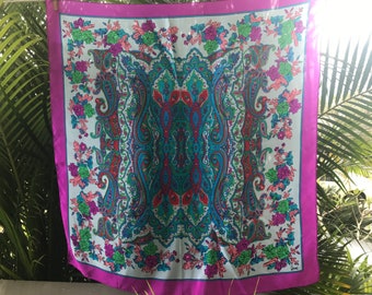 Vintage Calcutta by Wesley Simpson Scarf Silk Floral Paisley  display picture 3