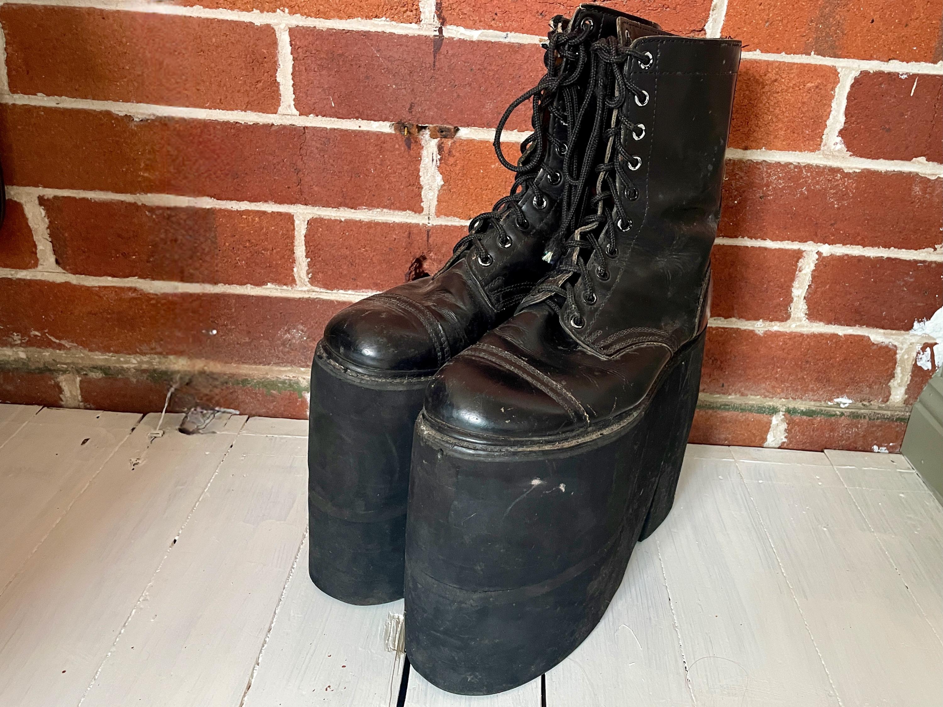 Black Platform Boots Leather 10-hole Sz Womens US 10.5 - OOAK - Etsy