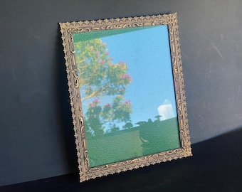 Vintage 1960's Ornate Rectangular Picture Frame Brass Wall Mounted Portrait - OOAK
