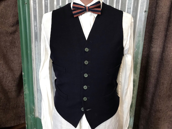 Vintage Black Wool Vest Sz S - OOAK