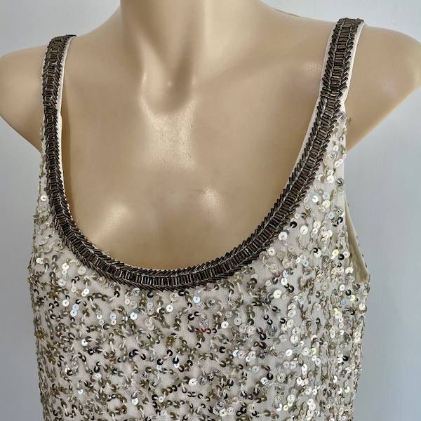 White Tube Mini Dress with Silver Beads