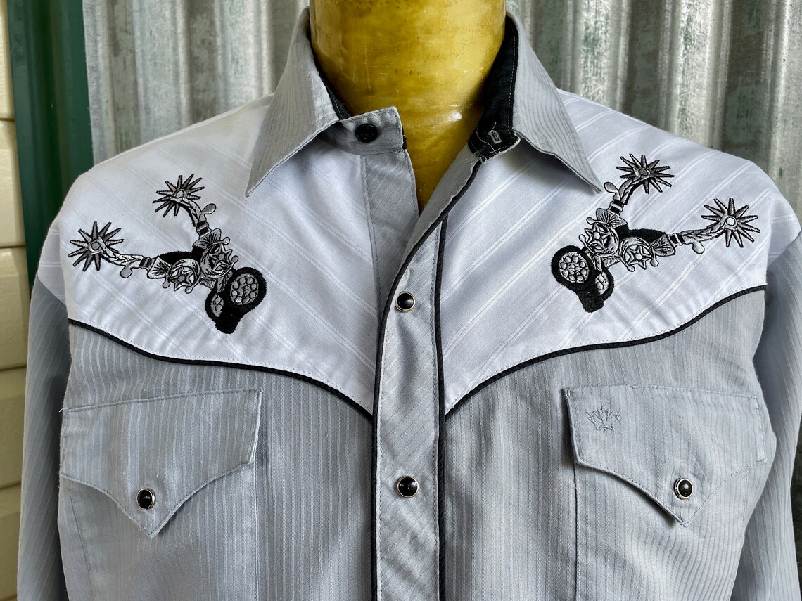 1990s Bright Hand Embroidered Western Shirt
