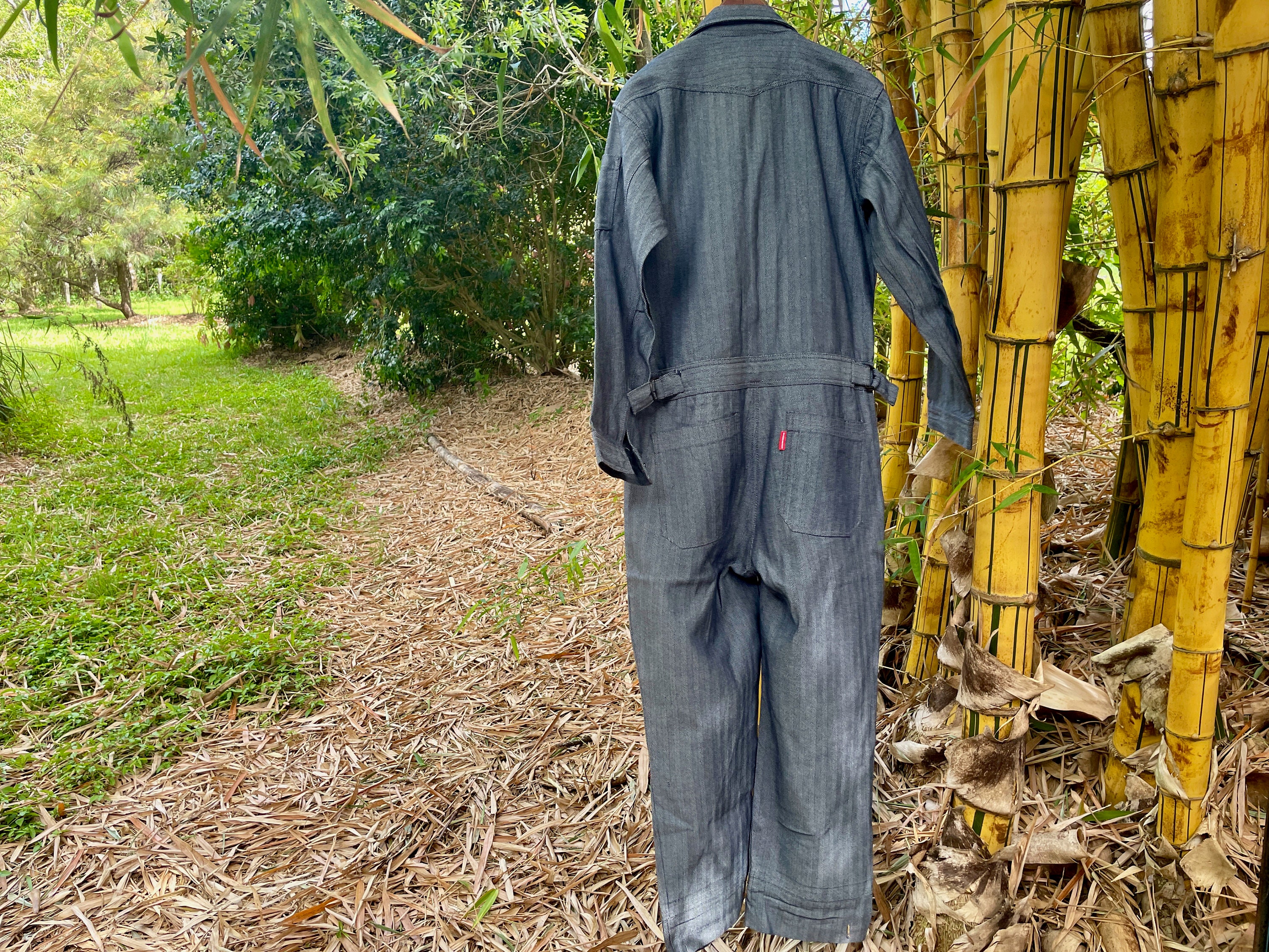 Vintage Hummer Blue Denim Overalls Jumpsuit Herringbone Deadstock 