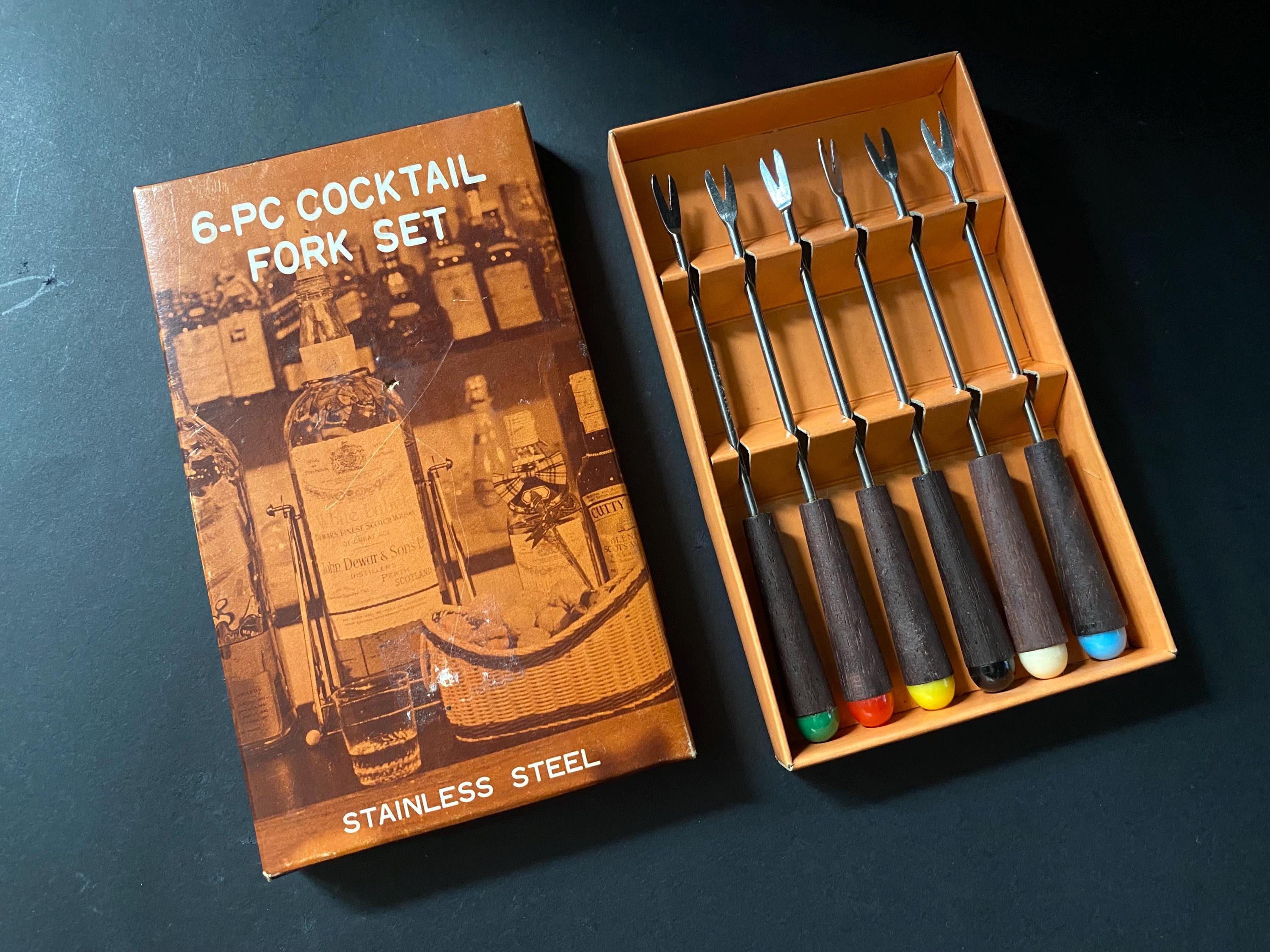 Lot De 6 Fourchettes à Cocktail Vintage - Olive - Céramique Verte Rétro