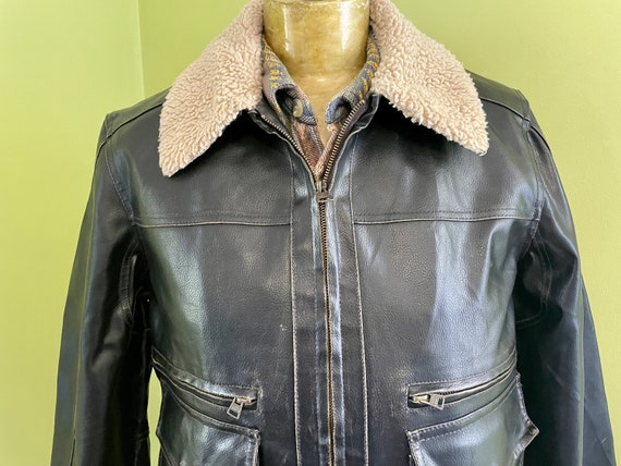 1990's Vintage Levis Brown Faux Leather Bomber Jacket Sherpa 1990's Vintage Levis Brown Faux Leather Bomber Jacket Sherpa